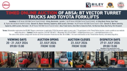 ABSA BT VECTOR TURRET TRUCKS & TOYOTA FORKLIFTS TIMED ONLINE AUCTION